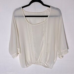 5/$25 Women’s Sheer Ivory Boho Blouse XL